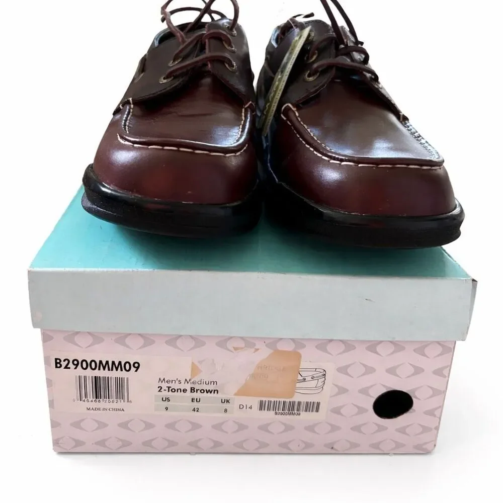 APEX B2900MM Size Men’s 9 Medium 2 Tone Brown Comfort Boat Shoes *New*